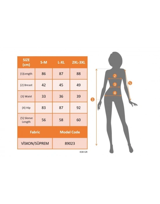 Kadın Uzun Kollu Yuvarlak Yaka üst Viskon Alt Süprem Midi Elbise