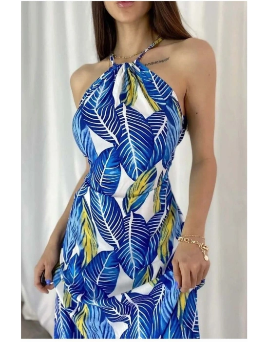 Kadın Yaka Halter Elbise Maxi