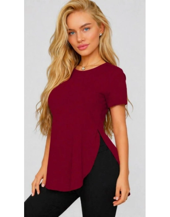 Kadın Yırtmaç Detaylı Viskon Kumaş Bluz