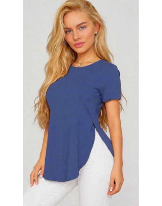 Kadın Yırtmaç Detaylı Viskon Kumaş Bluz