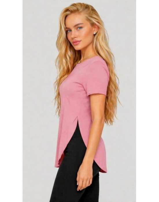 Kadın Yırtmaç Detaylı Viskon Kumaş Bluz