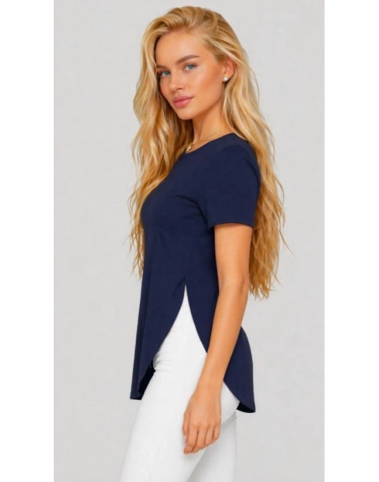 Kadın Yırtmaç Detaylı Viskon Kumaş Bluz