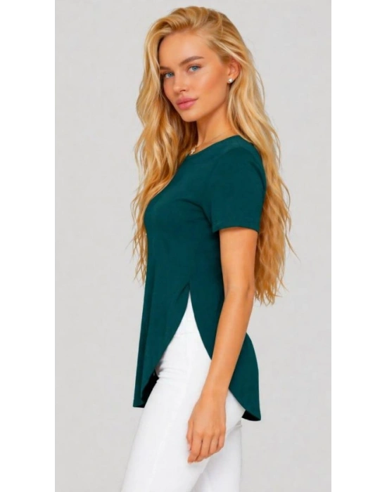 Kadın Yırtmaç Detaylı Viskon Kumaş Bluz