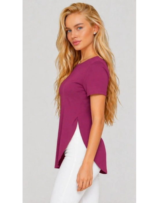 Kadın Yırtmaç Detaylı Viskon Kumaş Bluz