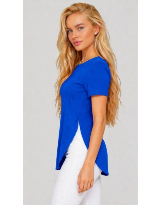 Kadın Yırtmaç Detaylı Viskon Kumaş Bluz