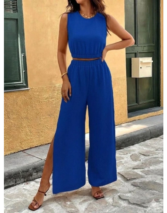 Kadın Yırtmaçlı Pantolon Lastikli Atlet Takım