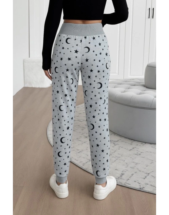 Kadın Yüksek Bel Bağcıklı Desenli Iki Iplik Pantolon