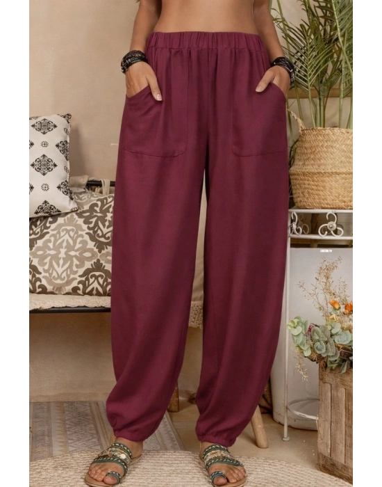 Kadın Yüksek Bel Cep Detaylı Pantolon