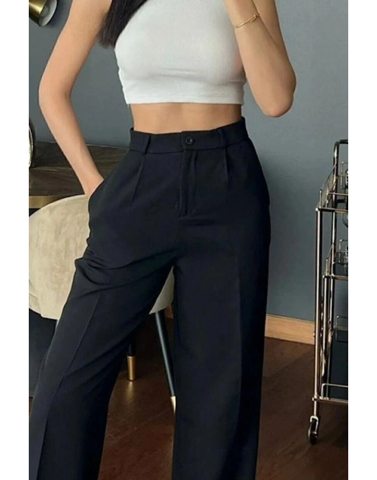 Kadın Yüksek Bel Cepli Ithal Krep Pantolon