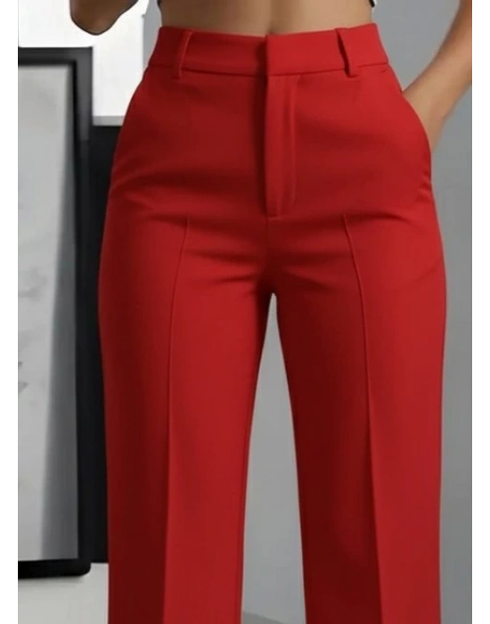 Kadın Yüksek Bel Cepli Ithal Krep Pantolon