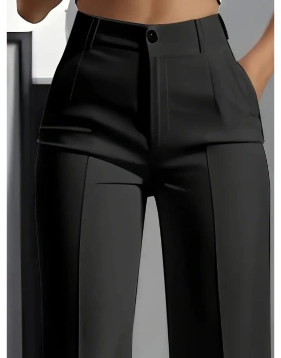 Kadın Yüksek Bel Cepli Ithal Krep Pantolon