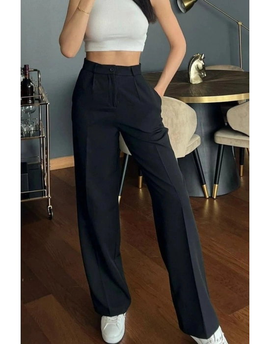 Kadın Yüksek Bel Cepli Ithal Krep Pantolon