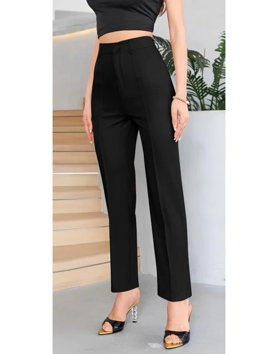 Kadın Yüksek Bel Cepli önden çimalı Dokuma çanta Pantolon