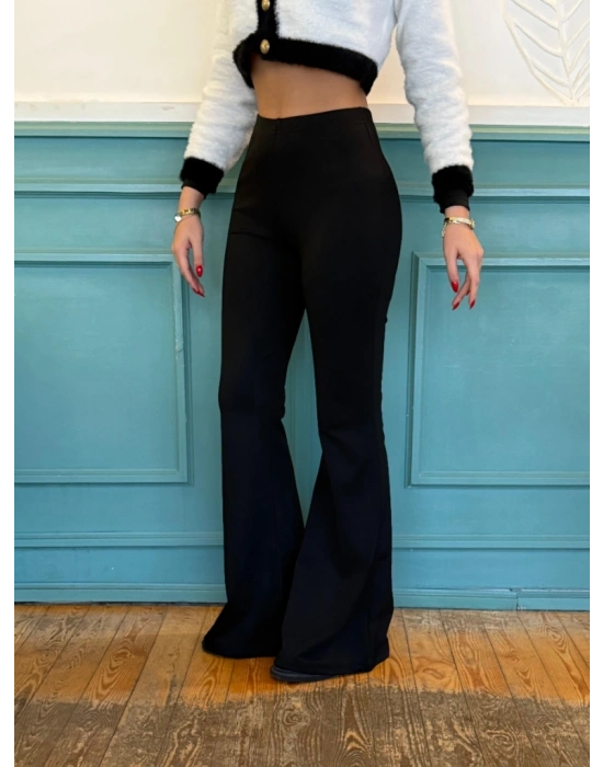 Kadın Yüksek Bel Ispanyol Paça Dalgıç Pantolon