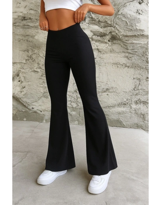 Kadın Yüksek Bel Ispanyol Paça Dalgıç Pantolon