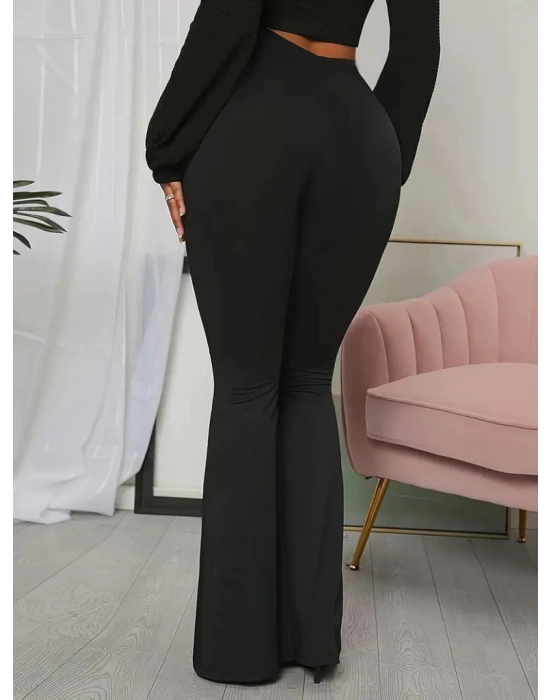 Kadın Yüksek Bel Ispanyol Paça Dalgıç Pantolon