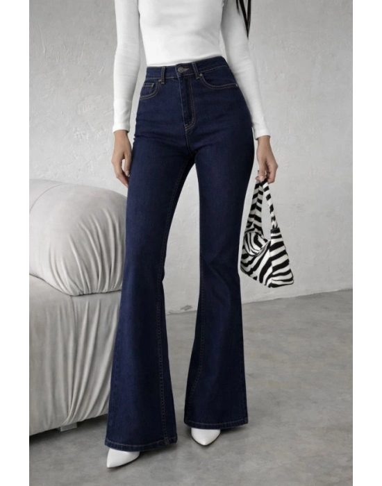 Kadın Yüksek Bel Ispanyol Paça Kot Pantolon