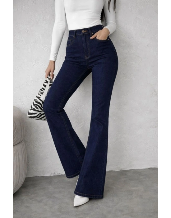 Kadın Yüksek Bel Ispanyol Paça Kot Pantolon