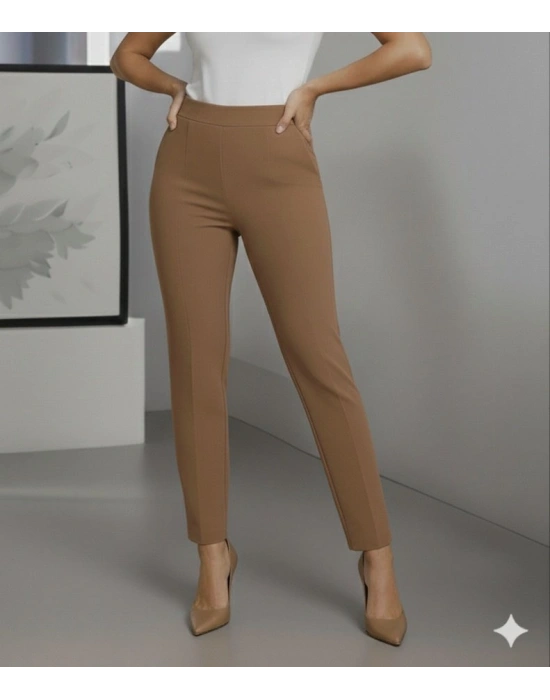 Kadın Yüksek Bel Ithal Krep Pantolon