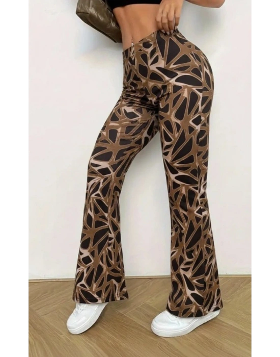 Kadın Yüksek Bel Kamuflaj Desenli Dalgıç Tayt