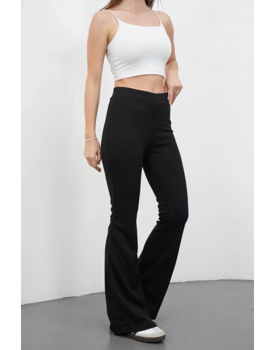 Kadın Yüksek Bel Krep Kumaş Bol Paça Pantolon