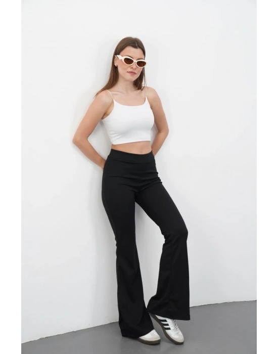 Kadın Yüksek Bel Krep Kumaş Bol Paça Pantolon