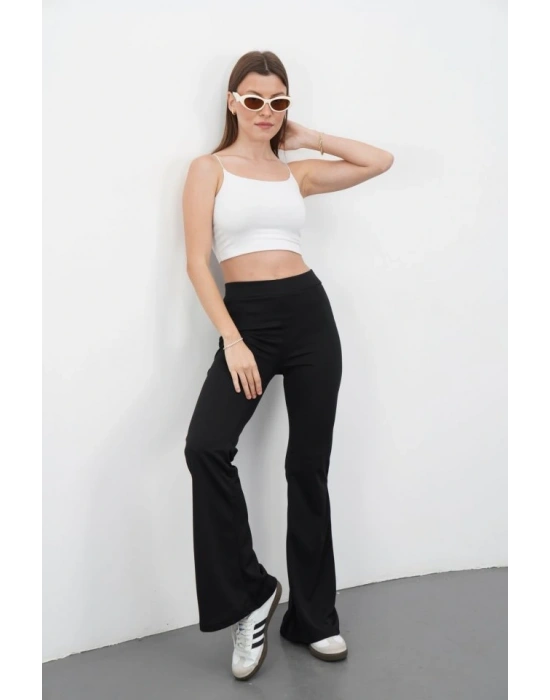 Kadın Yüksek Bel Krep Kumaş Bol Paça Pantolon