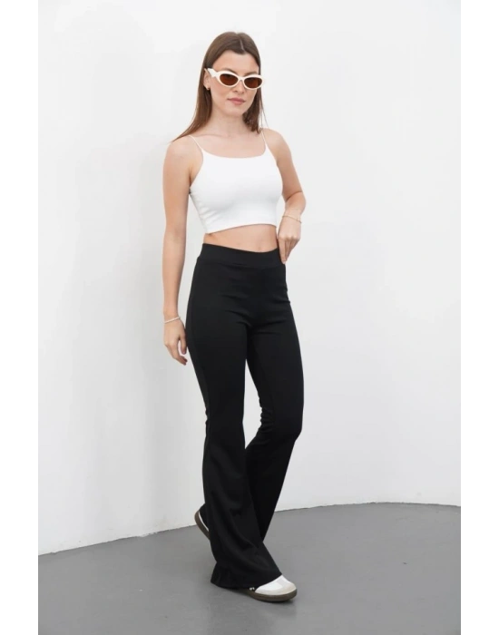 Kadın Yüksek Bel Krep Kumaş Bol Paça Pantolon