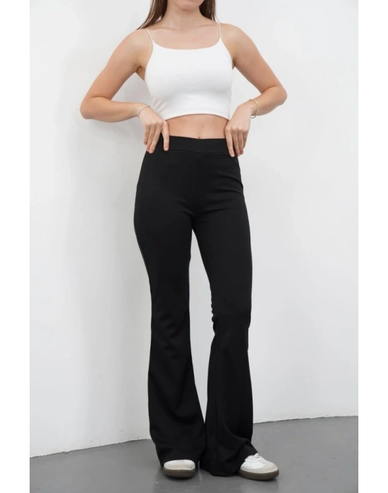 Kadın Yüksek Bel Krep Kumaş Bol Paça Pantolon