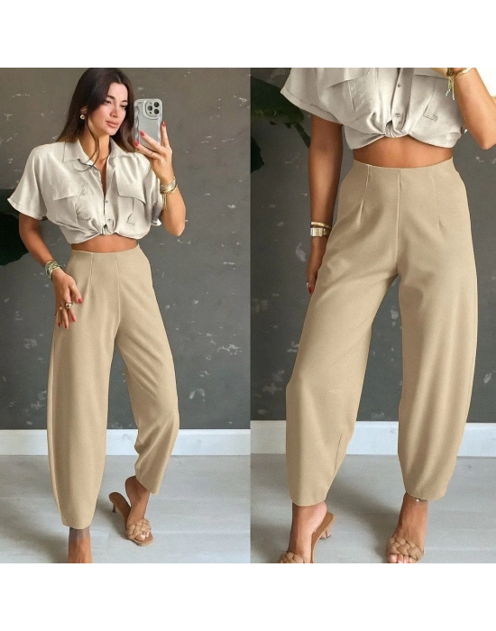 Kadın Yüksek Bel Krep Pantolon