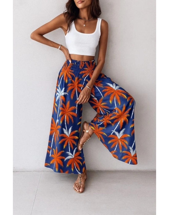 Kadın Yüksek Bel Lastikli Desenli Süprem Pantolon