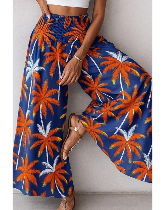 Kadın Yüksek Bel Lastikli Desenli Süprem Pantolon