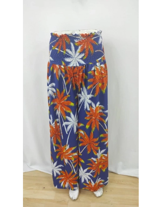 Kadın Yüksek Bel Lastikli Desenli Süprem Pantolon