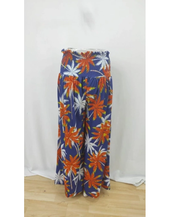 Kadın Yüksek Bel Lastikli Desenli Süprem Pantolon