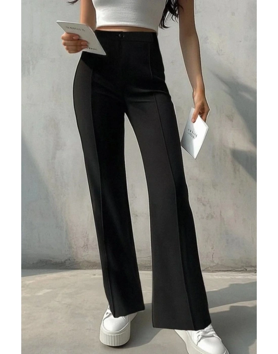 Kadın Yüksek Bel Nervurlu Ithal Krep Pantolon