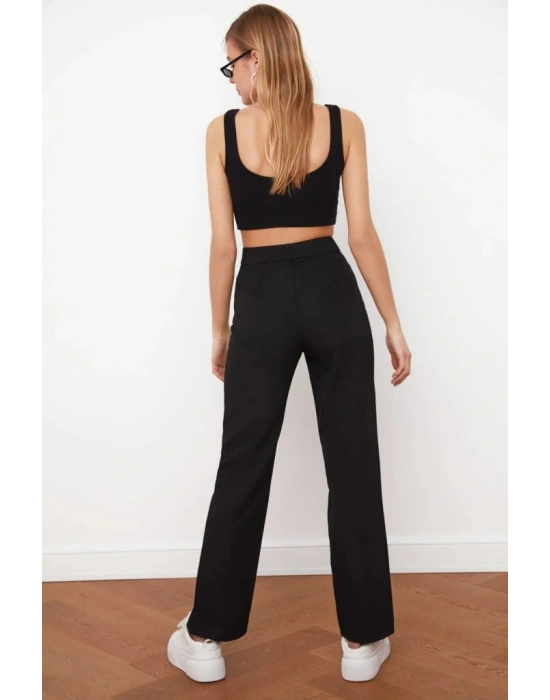 Kadın Yüksek Bel Nervurlu Ithal Krep Pantolon