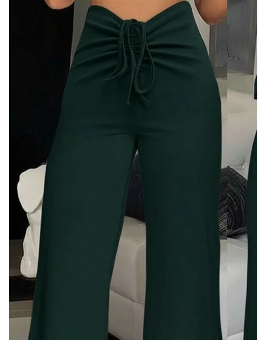 Kadın Yüksek Bel önden Büzgülü Ispanyol Ithal Krep Pantolon