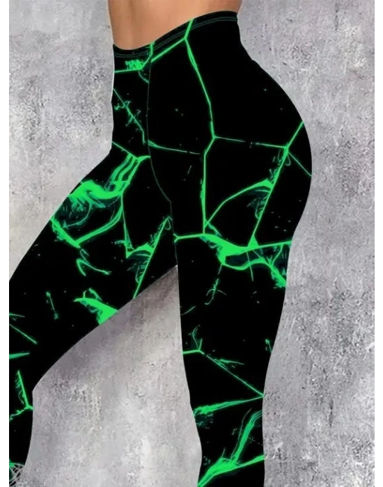 Kadın Yüksek Bel Renk Detaylı Dalgıç Tayt