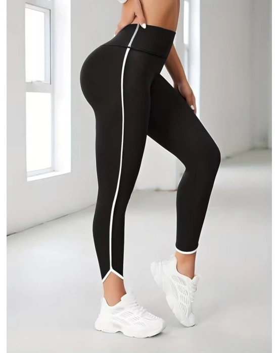 Kadın Yüksek Bel Yan şerit Detaylı Dalgıç Tayt