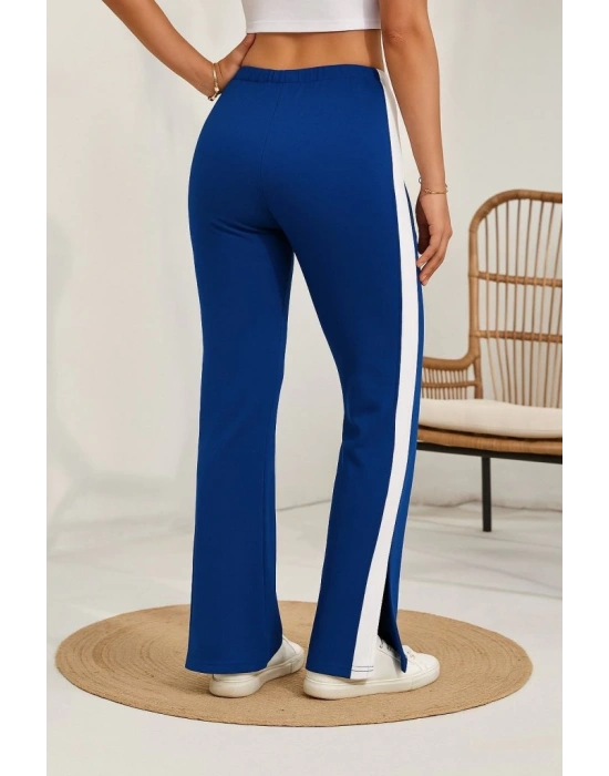 Kadın Yüksek Bel Yan şerit Detaylı Yırtmaçlı Viskon Iki Iplik Pantolon