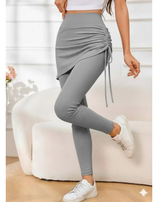 Kadın Yüksek Bel Yandan Büzgülü Alttan Uzun Kaşkorse Tayt Etek