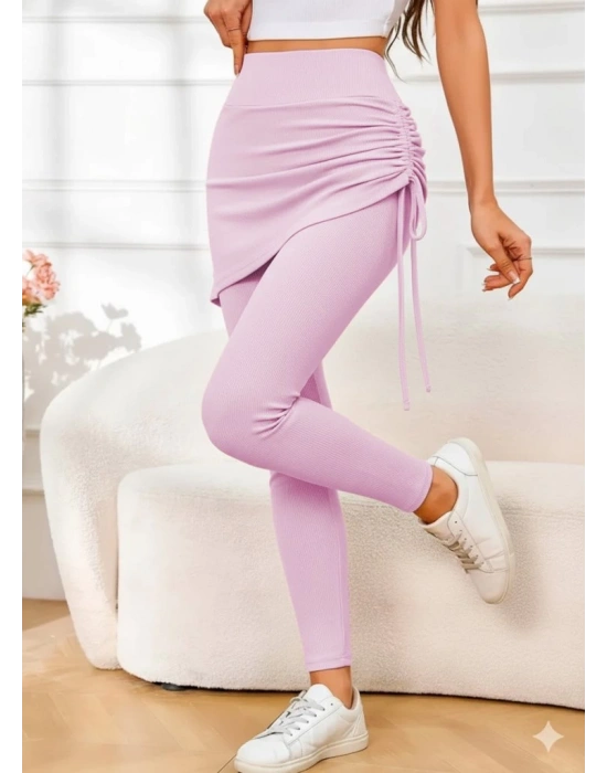 Kadın Yüksek Bel Yandan Büzgülü Alttan Uzun Kaşkorse Tayt Etek