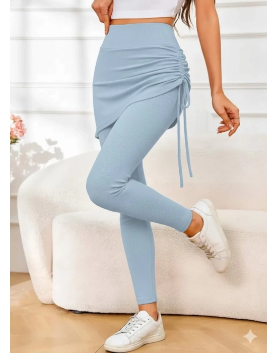 Kadın Yüksek Bel Yandan Büzgülü Alttan Uzun Kaşkorse Tayt Etek