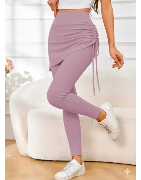 Kadın Yüksek Bel Yandan Büzgülü Alttan Uzun Kaşkorse Tayt Etek