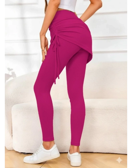 Kadın Yüksek Bel Yandan Büzgülü Alttan Uzun Kaşkorse Tayt Etek