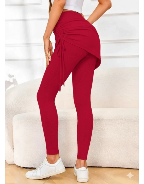 Kadın Yüksek Bel Yandan Büzgülü Alttan Uzun Kaşkorse Tayt Etek