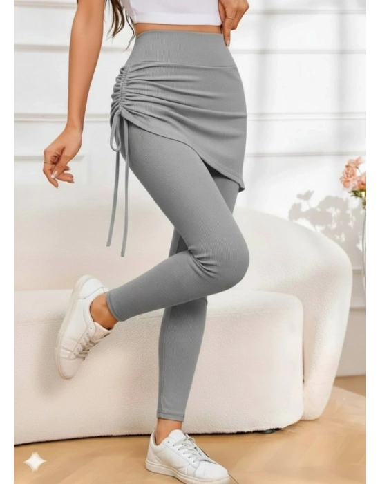 Kadın Yüksek Bel Yandan Büzgülü Alttan Uzun Kaşkorse Tayt Etek