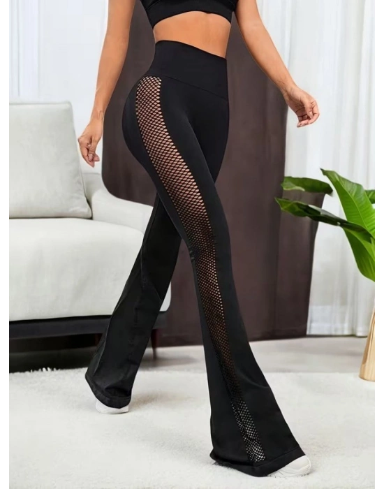 Kadın Yüksek Bel Yandan File Görünümlü Dalgıç Tayt