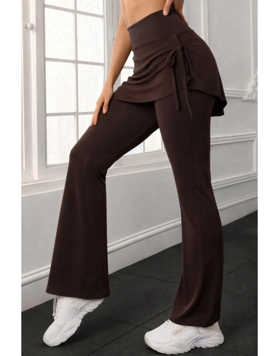 Kadın Yüksek Belli Yandan Büzgülü Paçaya Doğru Geniş Dalgıç Tayt