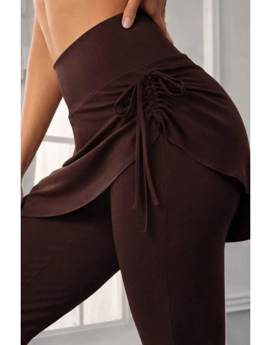 Kadın Yüksek Belli Yandan Büzgülü Paçaya Doğru Geniş Dalgıç Tayt